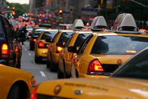Yellow taxi cabs in a New York street